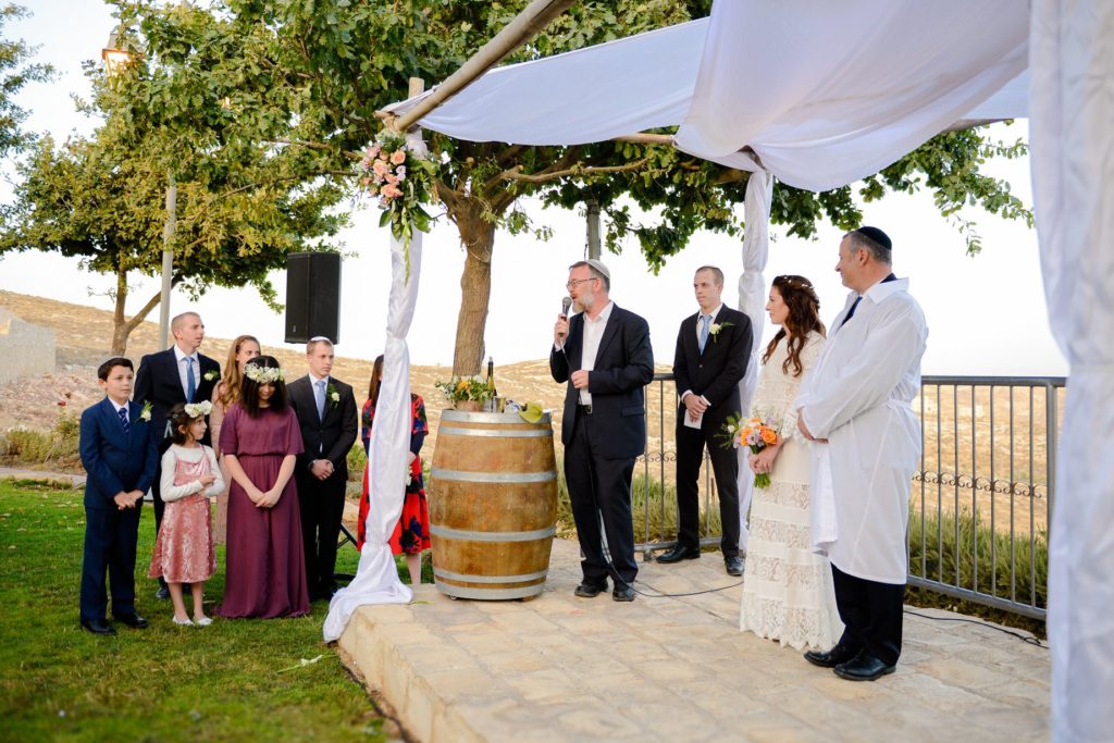 wedding party at altar at outdoor desert wedding photography session