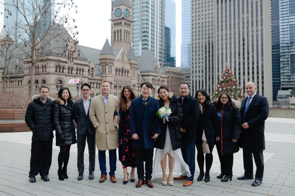 family photo at city hall wedding ceremony