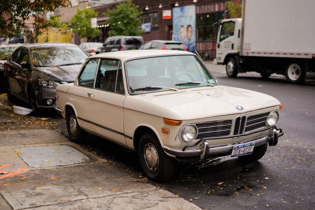 vintage bmw car with new york license plate