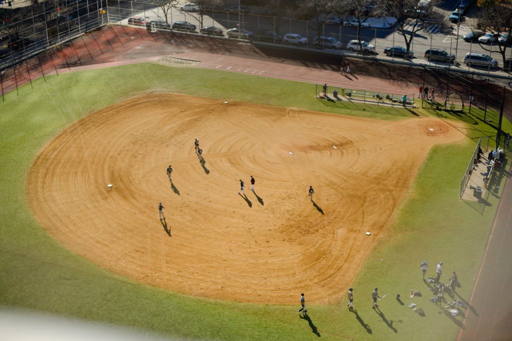 Arial view of basketball match in new york city - lauren newman photography