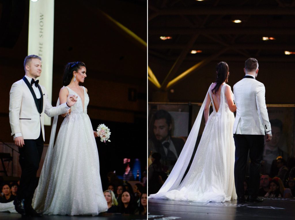 bride and groom models on runway at Canada's Bridal Show 2019