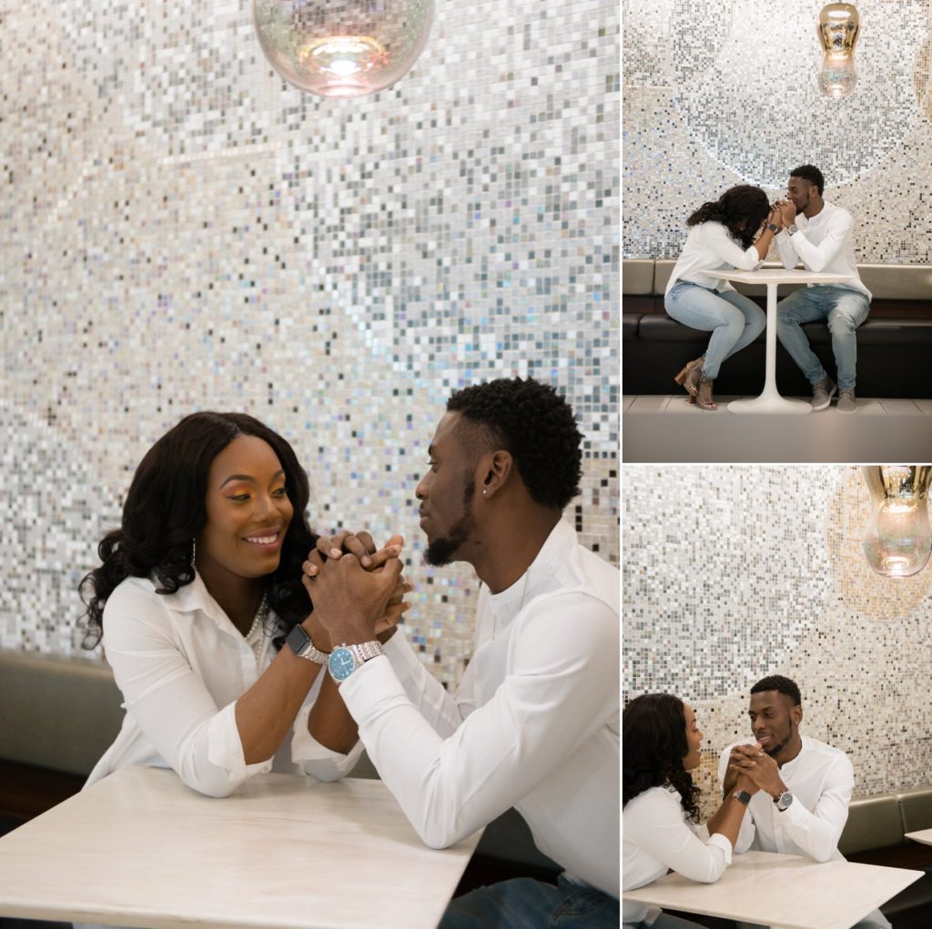 Jamaican couple having coffee at Yorkville center